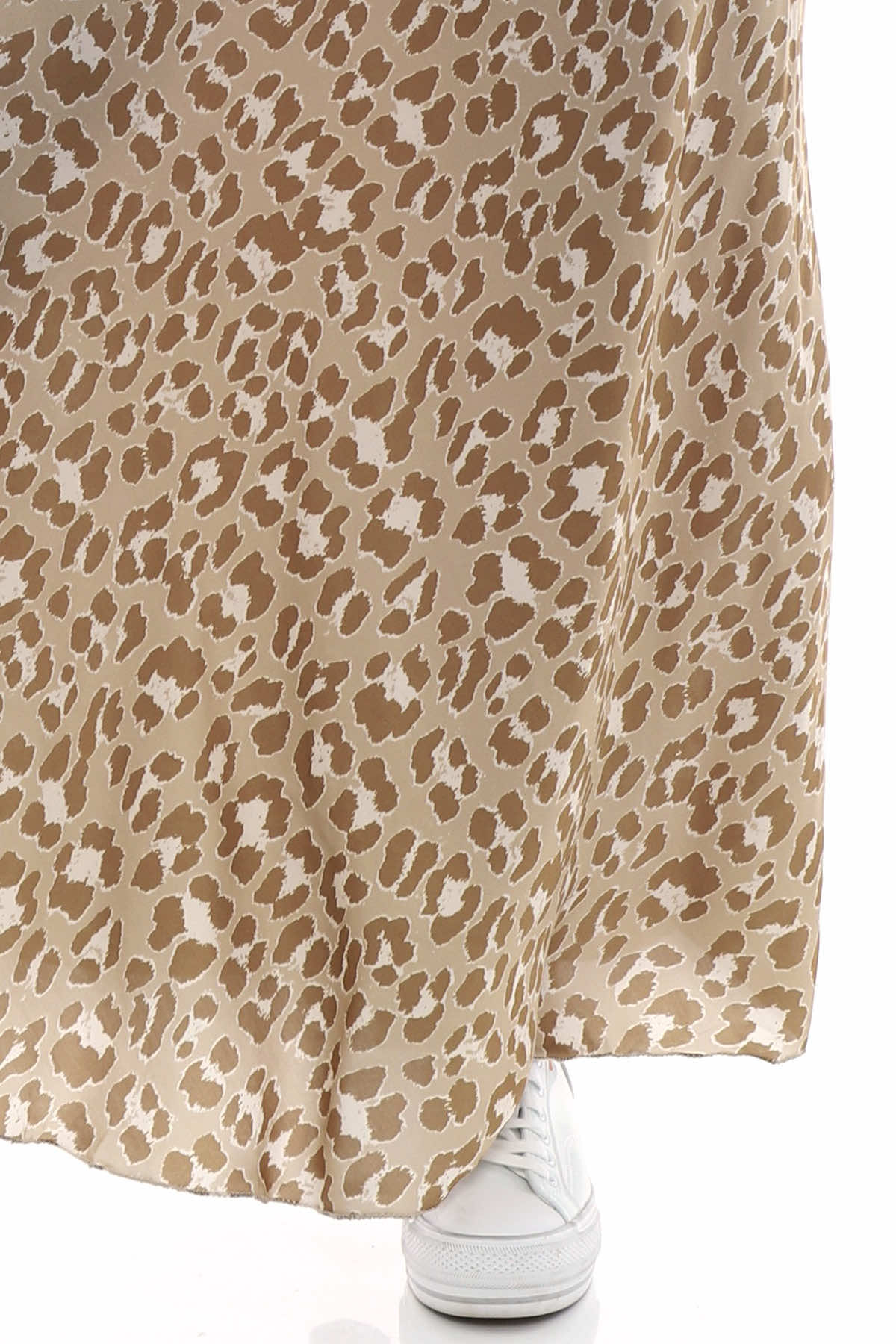 Leni Leopard Print Silky Skirt Camel