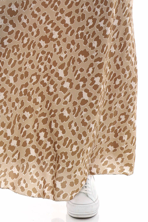 Leni Leopard Print Silky Skirt Camel - Image 4