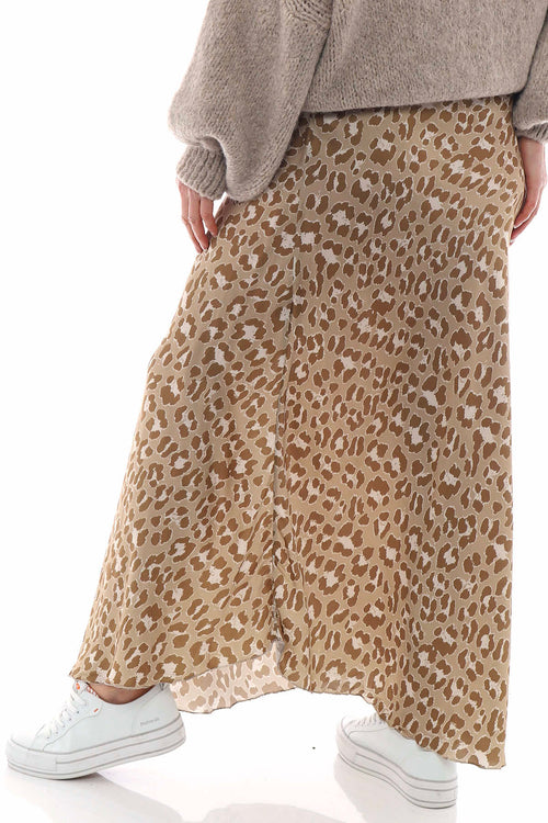 Leni Leopard Print Silky Skirt Camel - Image 5