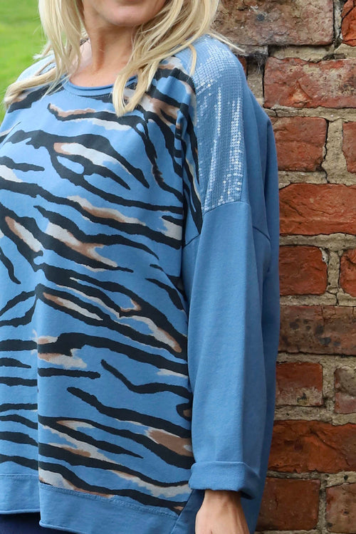 Estella Print Cotton Top Blue - Image 3