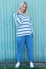 Sylvie Stripe Knit Top Blue Blue - Sylvie Stripe Knit Top Blue