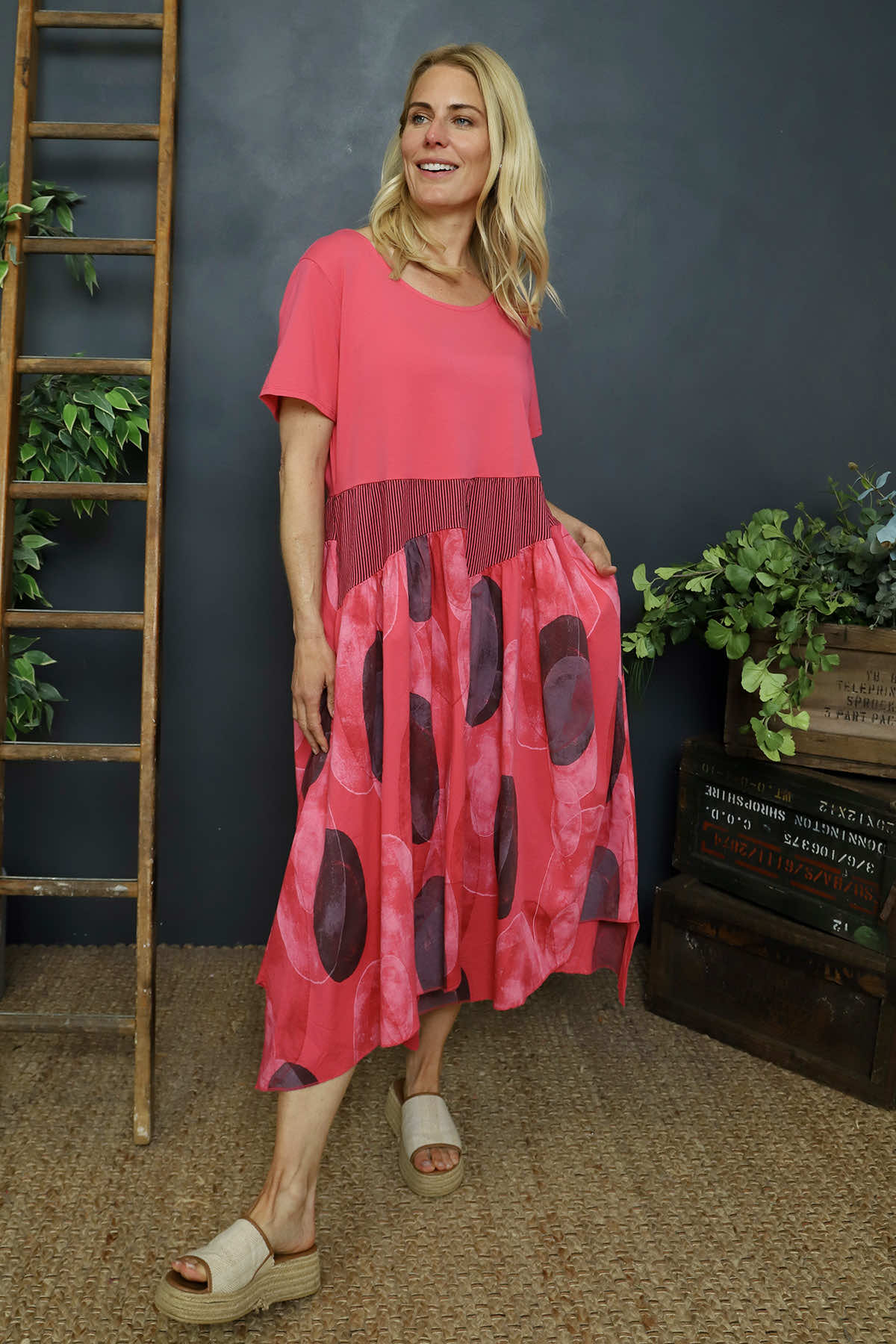 Hepworth Pebble Cotton Dress Fuchsia