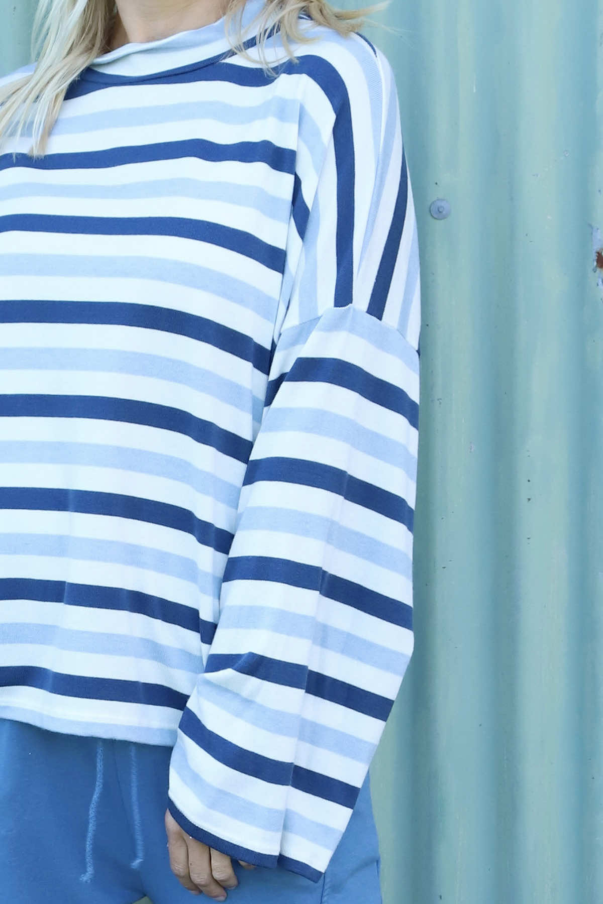 Sylvie Stripe Knit Top Blue