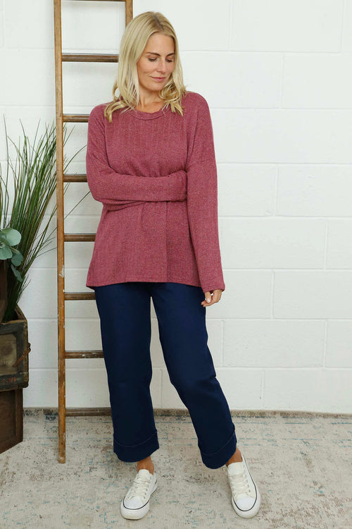 Sierra Sparkle Stripe Knitted Top Grape - Image 3