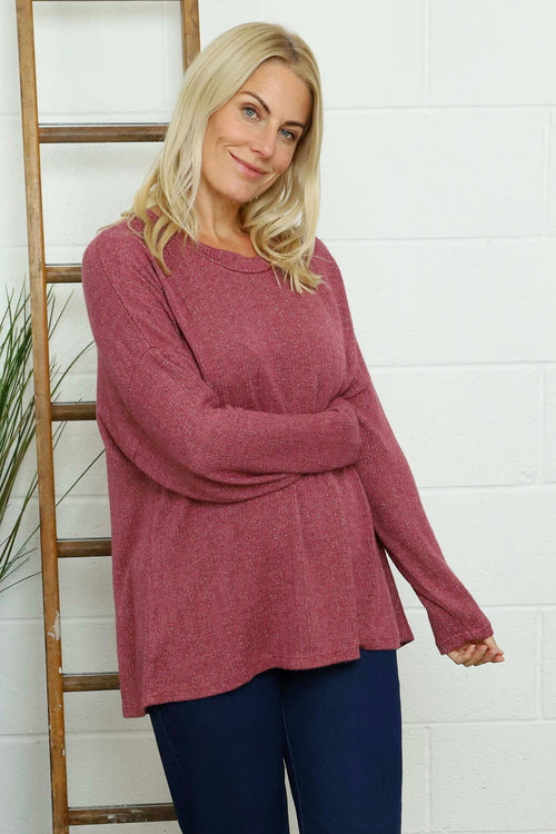 Sierra Sparkle Stripe Knitted Top Grape