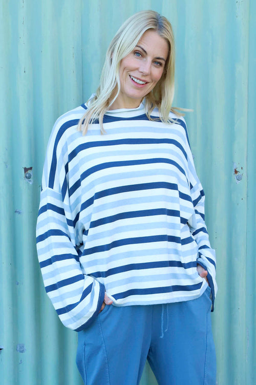 Sylvie Stripe Knit Top Blue - Image 3