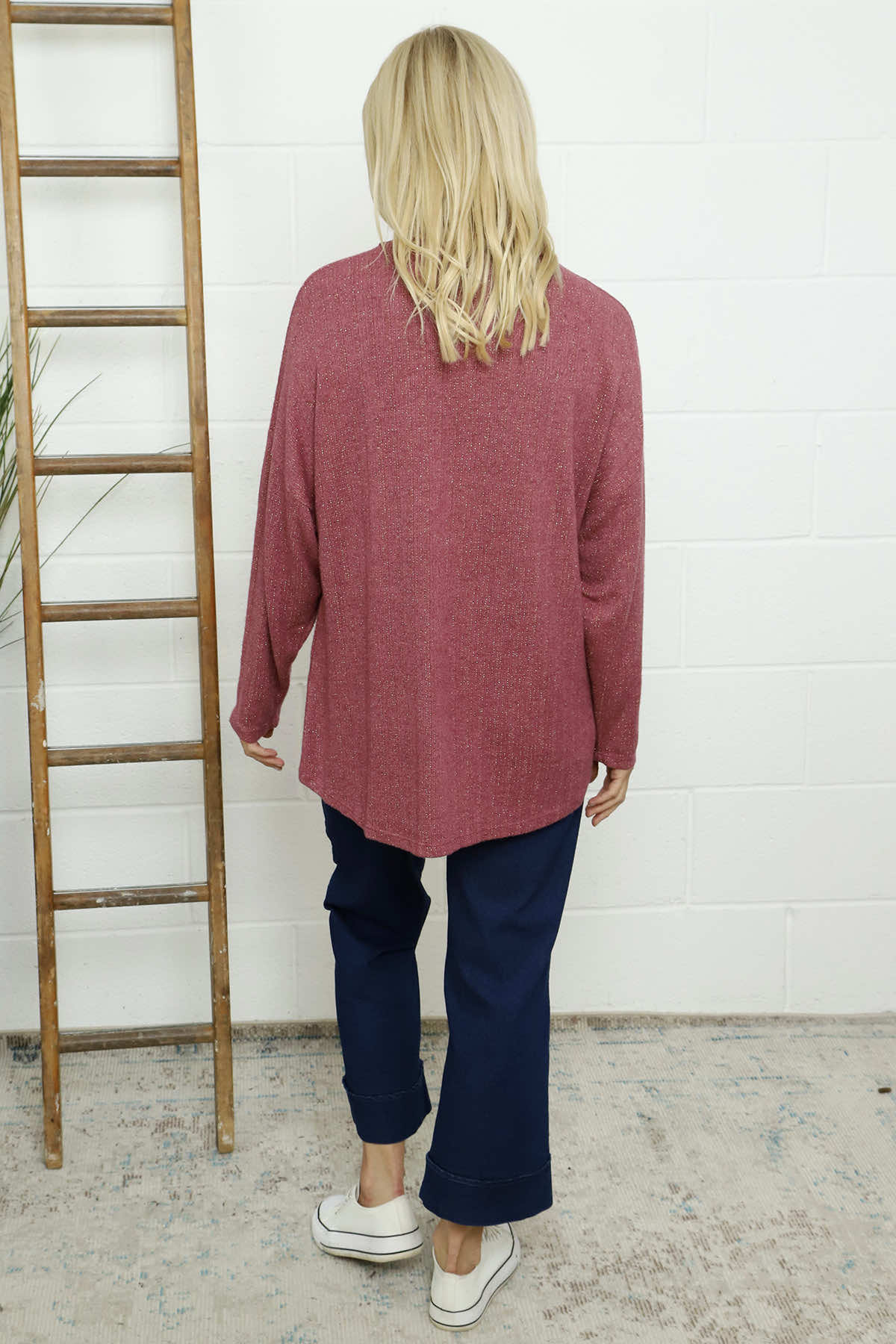 Sierra Sparkle Stripe Knitted Top Grape