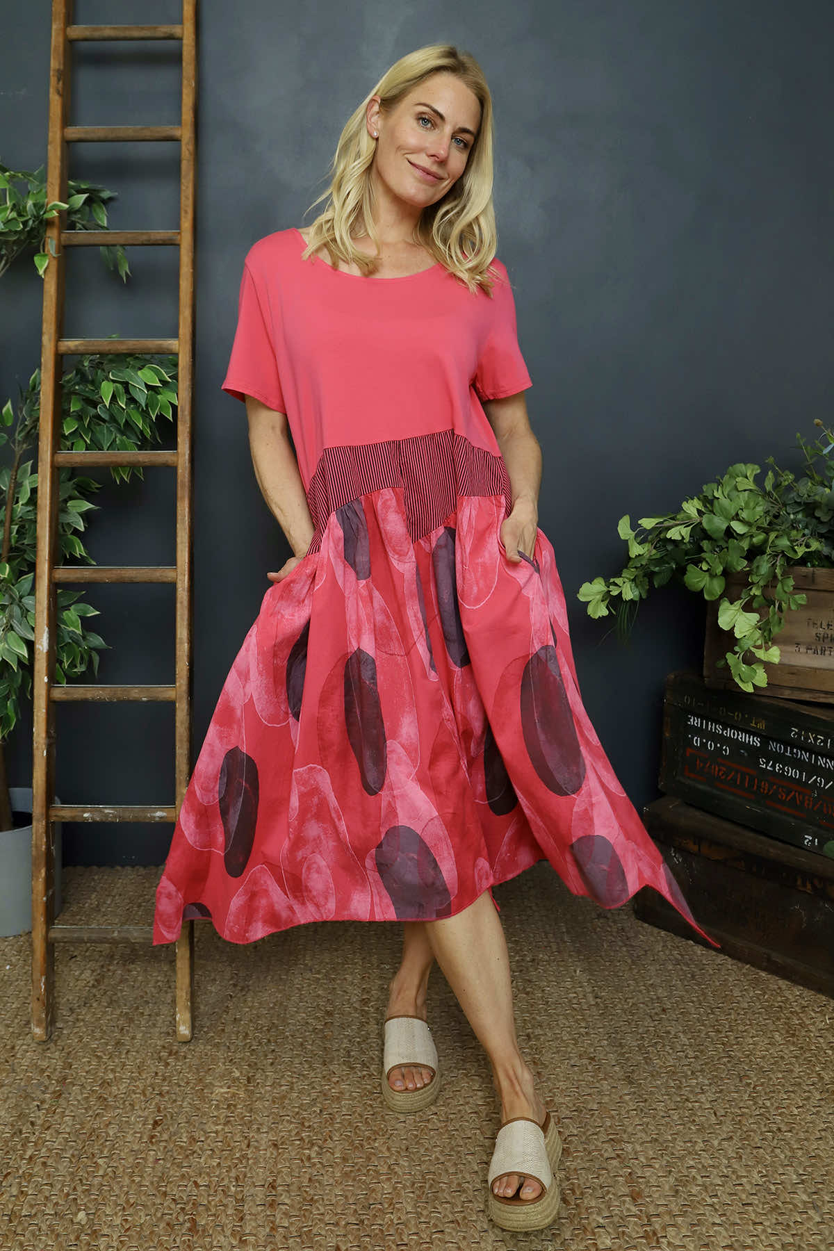 Hepworth Pebble Cotton Dress Fuchsia