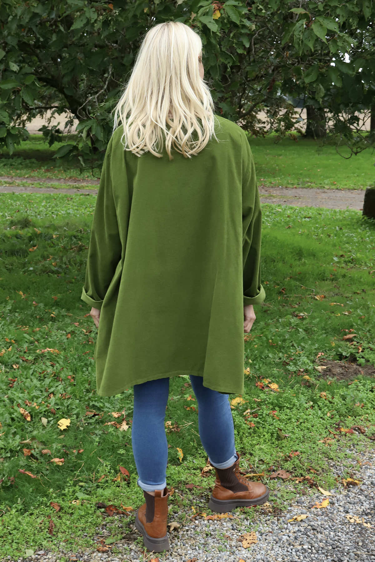 Shauna Button Pocket Needlecord Top Olive