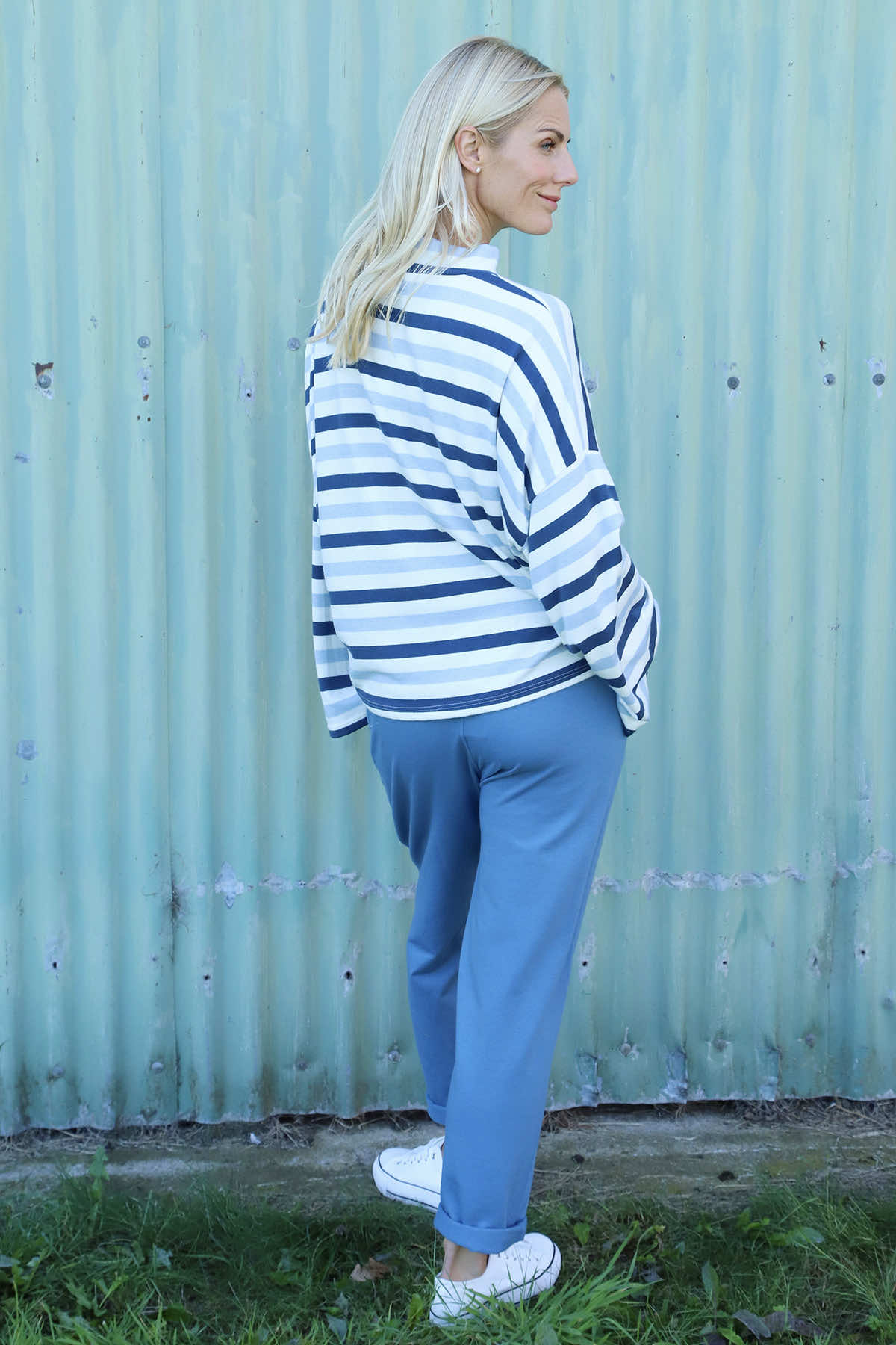 Sylvie Stripe Knit Top Blue
