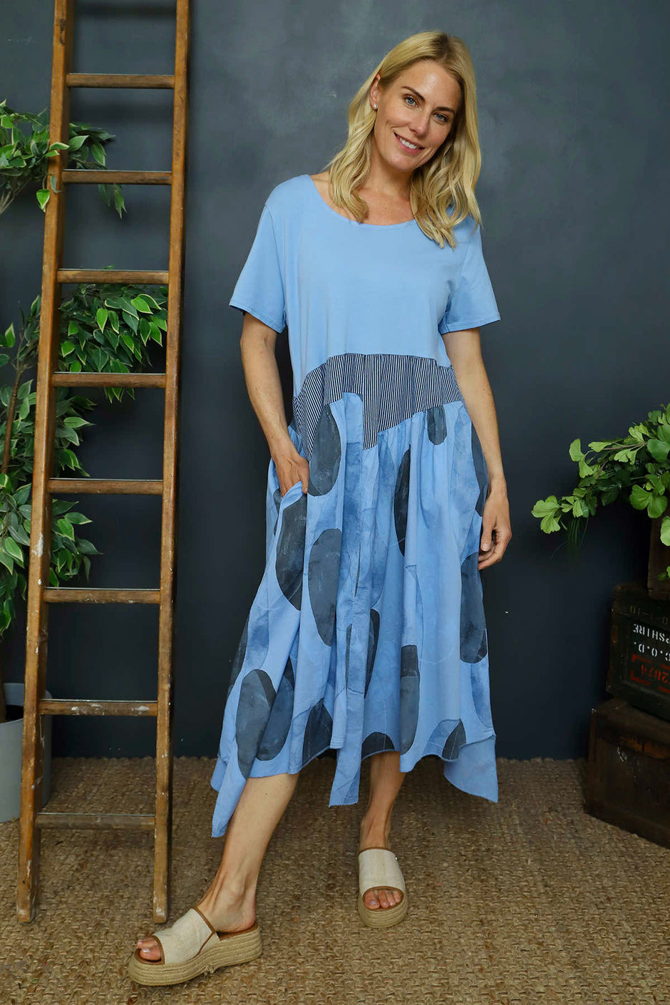 Hepworth Pebble Cotton Dress Powder Blue