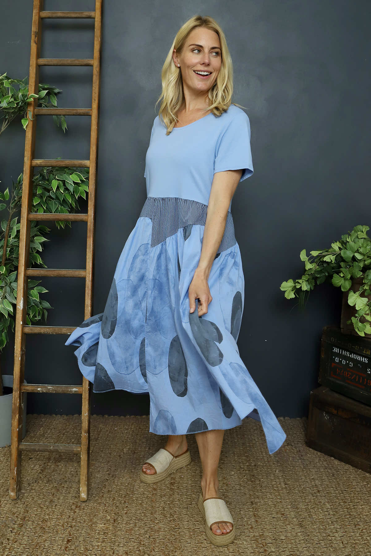 Hepworth Pebble Cotton Dress Powder Blue