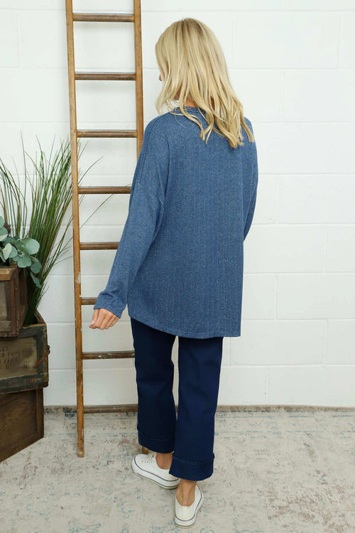 Sierra Sparkle Stripe Knitted Top Blue - Image 4