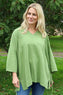 Nulvi V-Neck Linen Top Olive