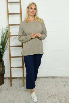 Sierra Sparkle Stripe Knitted Top Mocha