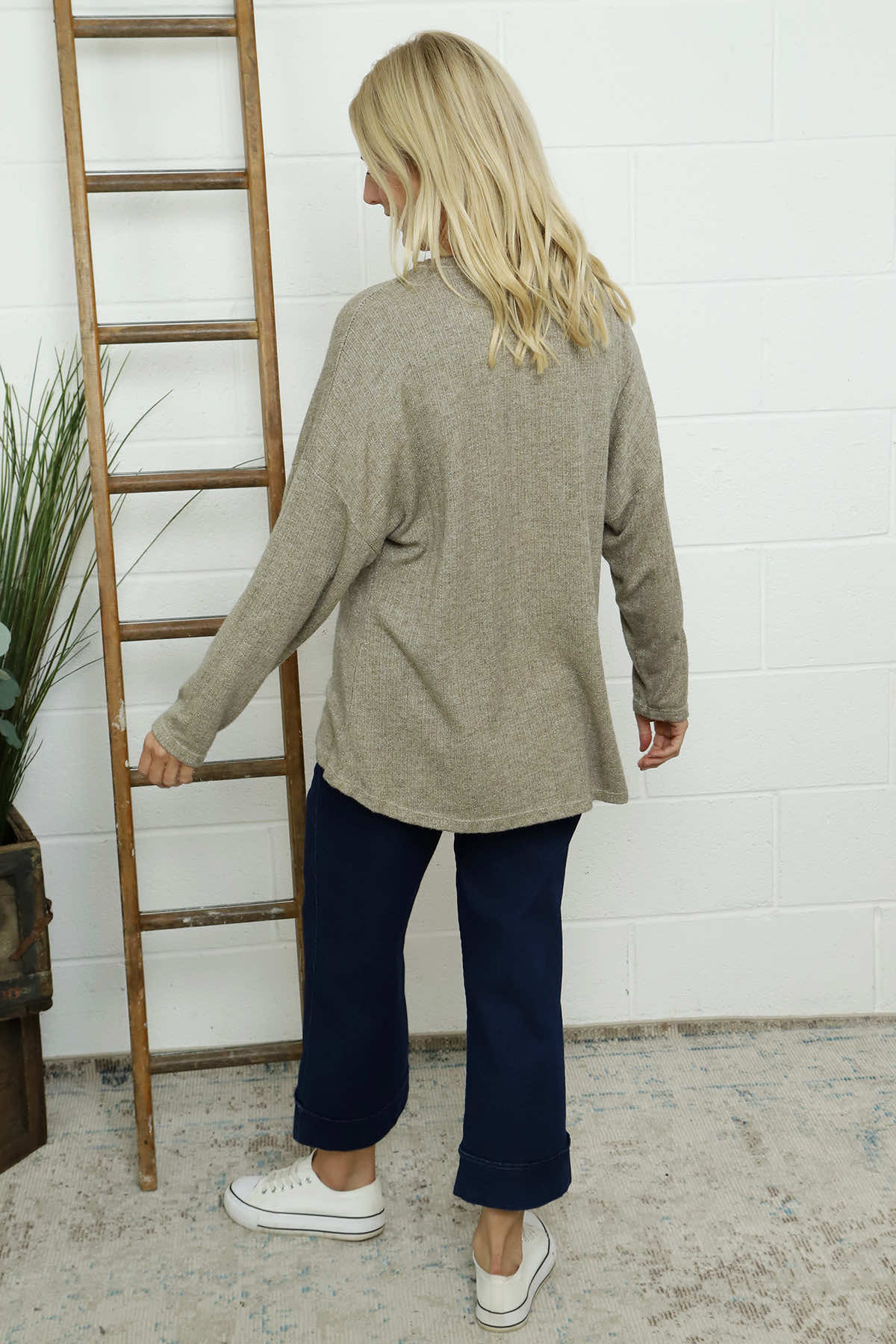 Sierra Sparkle Stripe Knitted Top Mocha