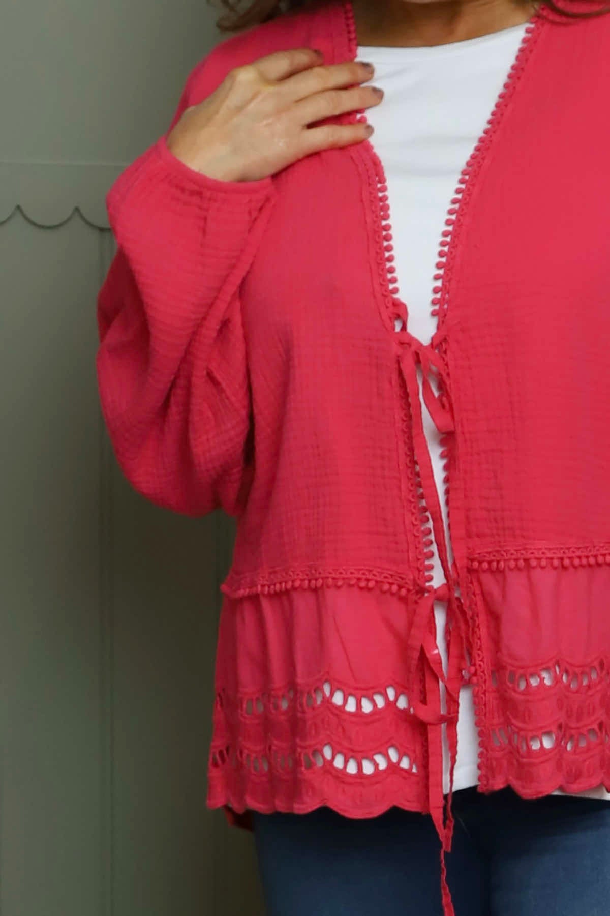 Kalkan Crinkle Cotton Jacket Fuchsia
