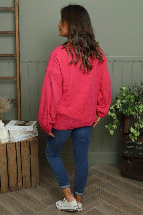 Kalkan Crinkle Cotton Jacket Fuchsia - Image 5