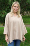 Nulvi V-Neck Linen Top Camel