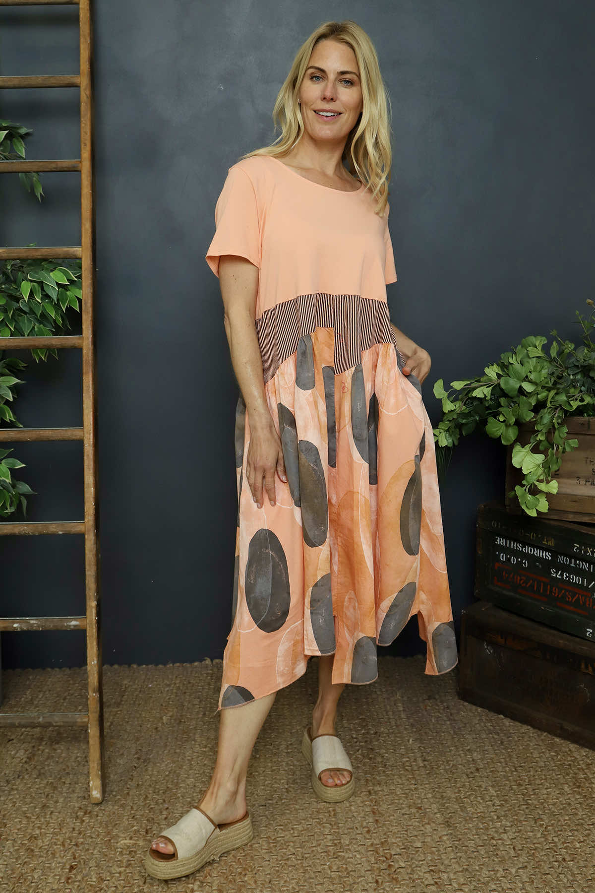 Hepworth Pebble Cotton Dress Orange