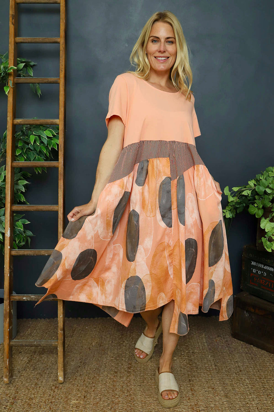 Hepworth Pebble Cotton Dress Orange