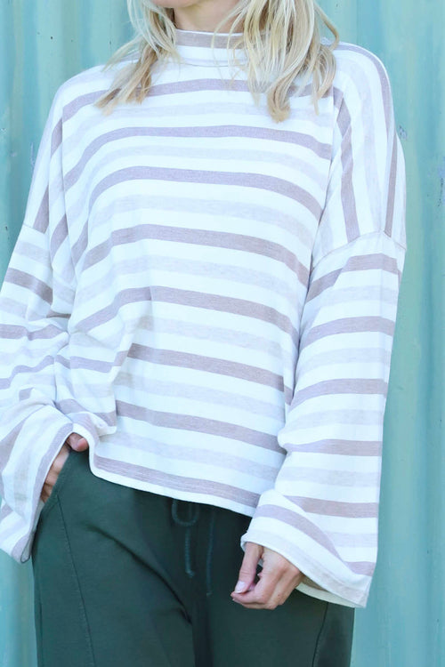 Sylvie Stripe Knit Top Stone - Image 3