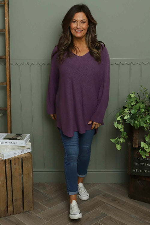 Lynna V-Neck Jumper Purple - Image 1