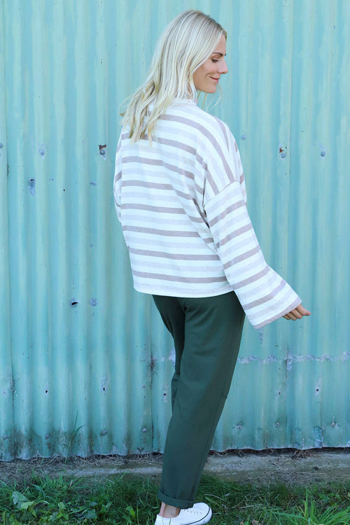 Sylvie Stripe Knit Top Stone - Image 4