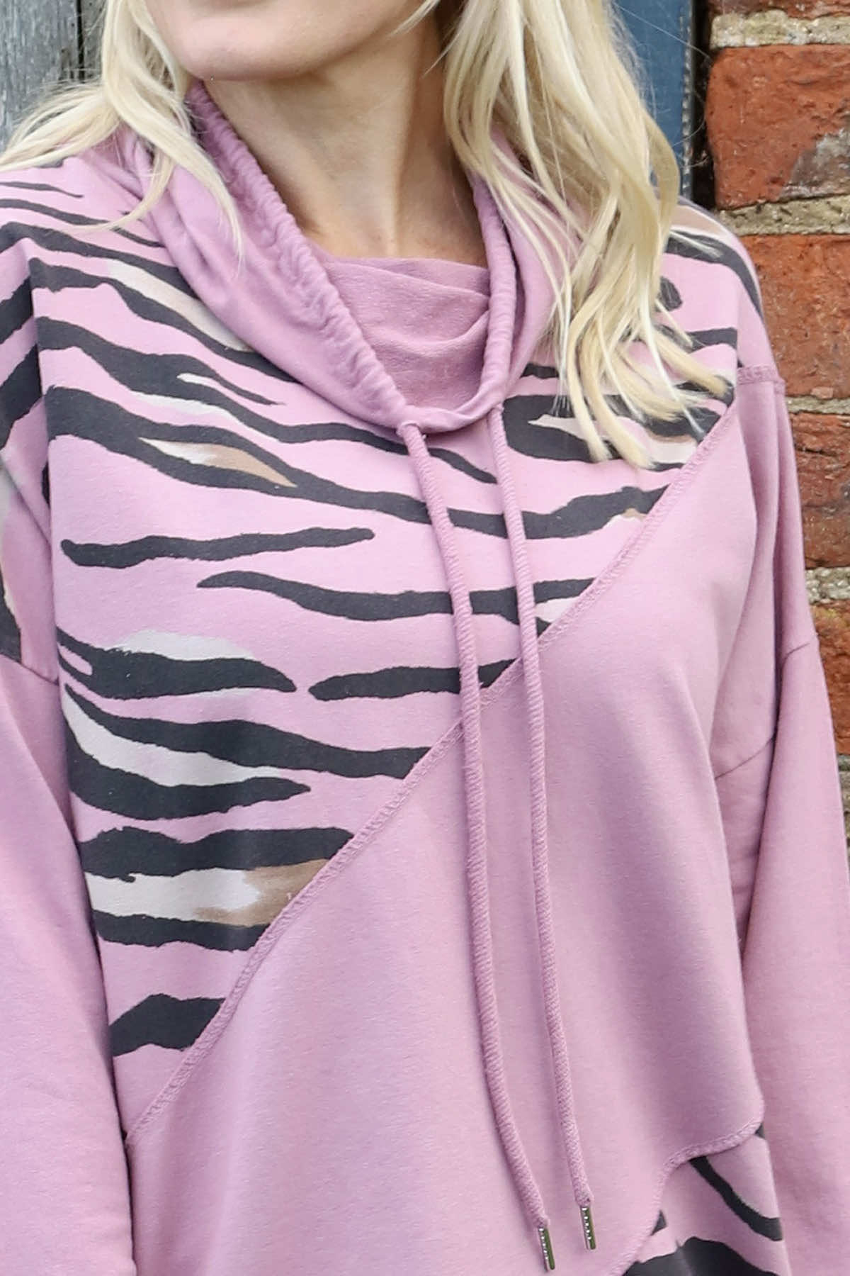 Lydia Cowl Print Cotton Top Pink