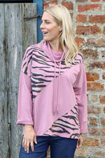 Lydia Cowl Print Cotton Top Pink Pink - Lydia Cowl Print Cotton Top Pink