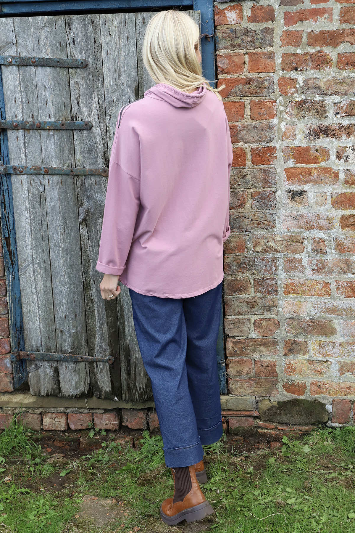 Lydia Cowl Print Cotton Top Pink