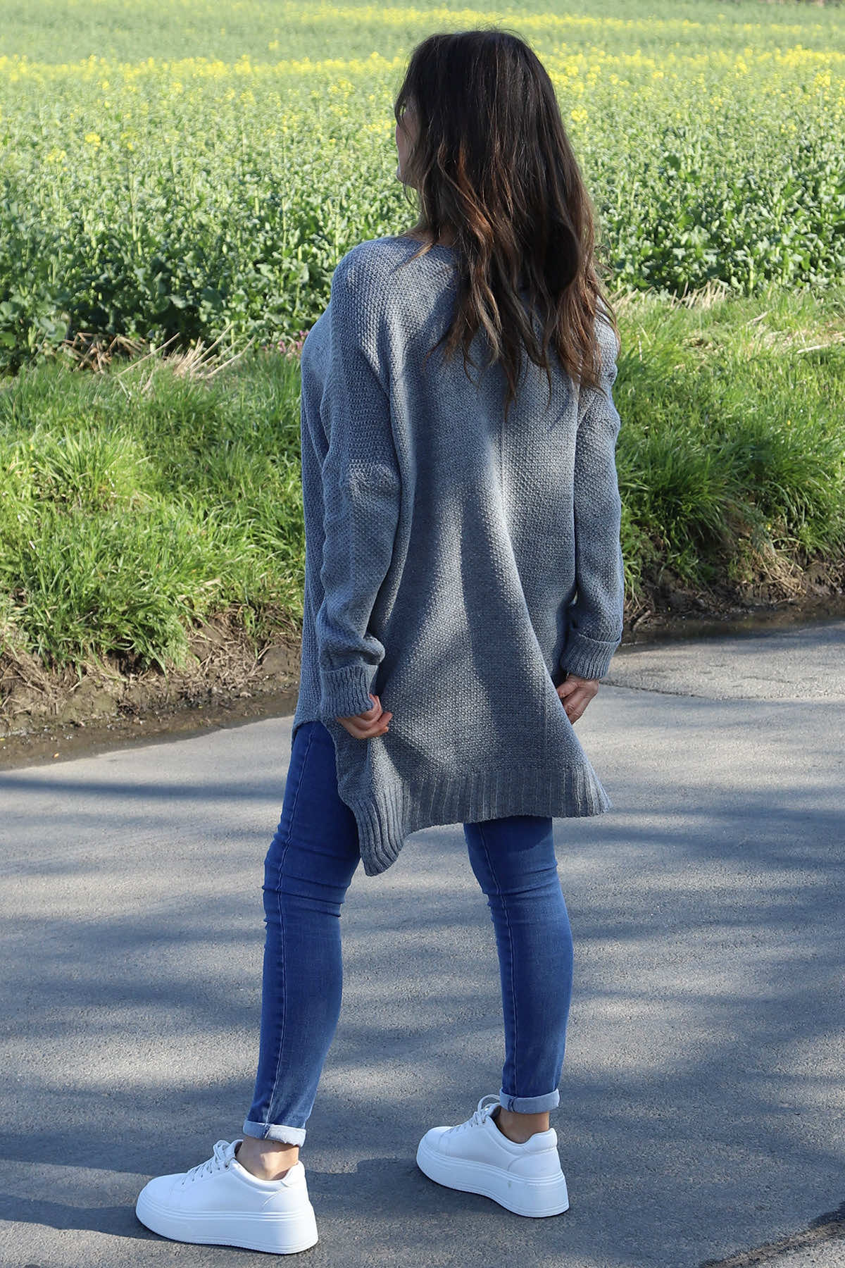 Bo Slouch V-Neck Jumper Mid Grey