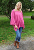 Nulvi V-Neck Linen Top Fuchsia