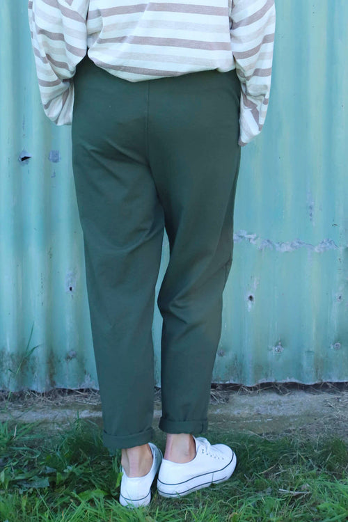 Katie Cotton Joggers Khaki - Image 3