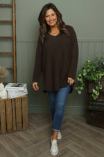 Lynna V-Neck Jumper Cocoa Cocoa - Lynna V-Neck Jumper Cocoa