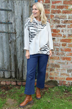 Lydia Cowl Print Cotton Top Stone Stone - Lydia Cowl Print Cotton Top Stone