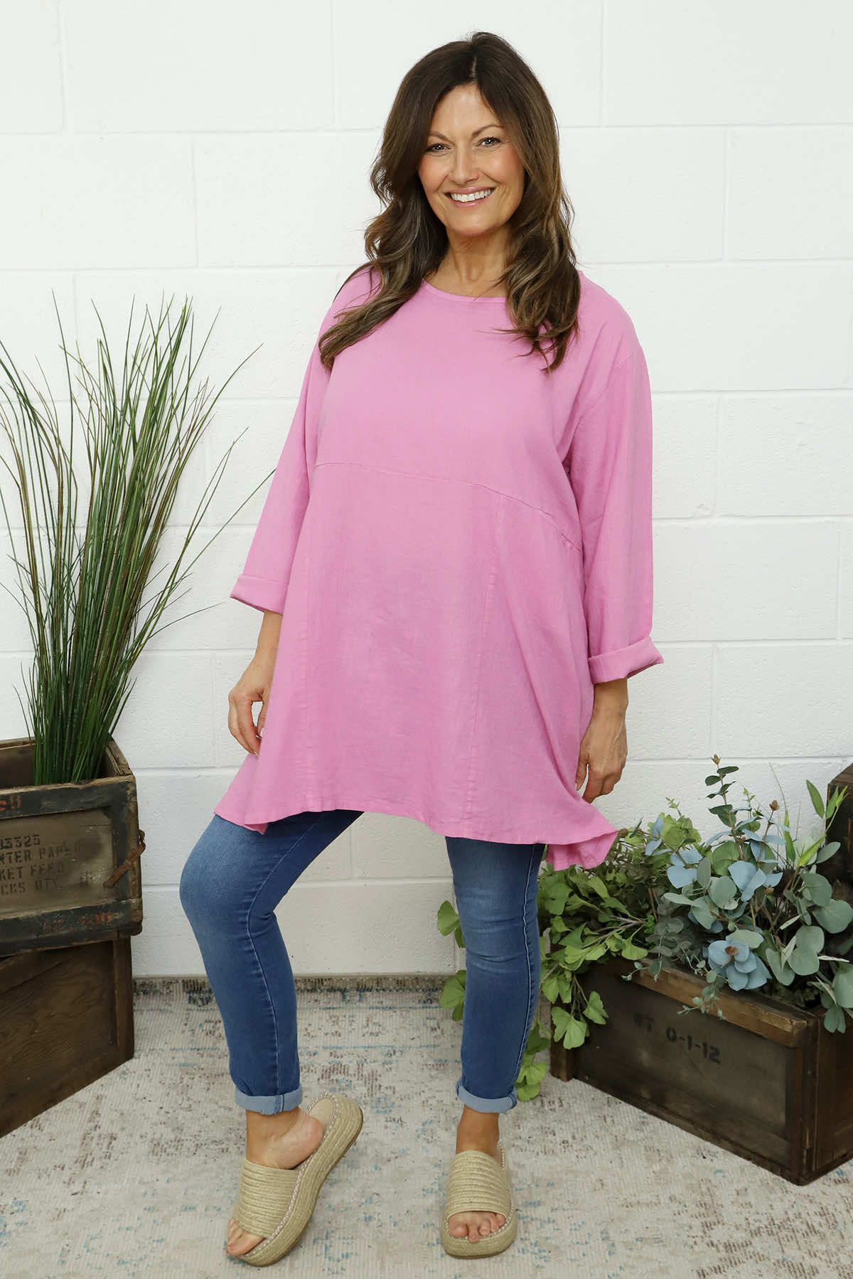 Annemarie Linen Tunic Fuchsia