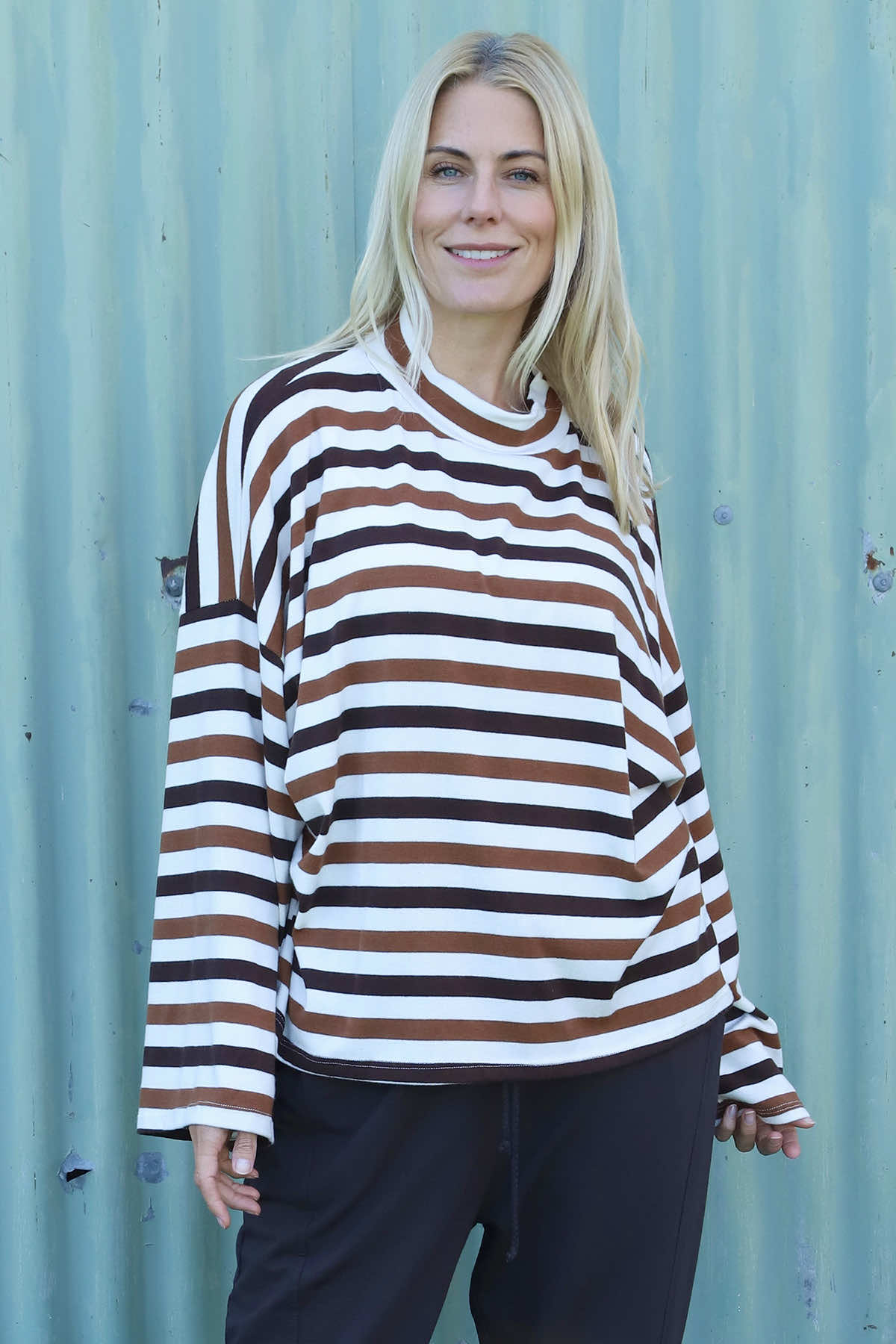 Sylvie Stripe Knit Top Nutmeg