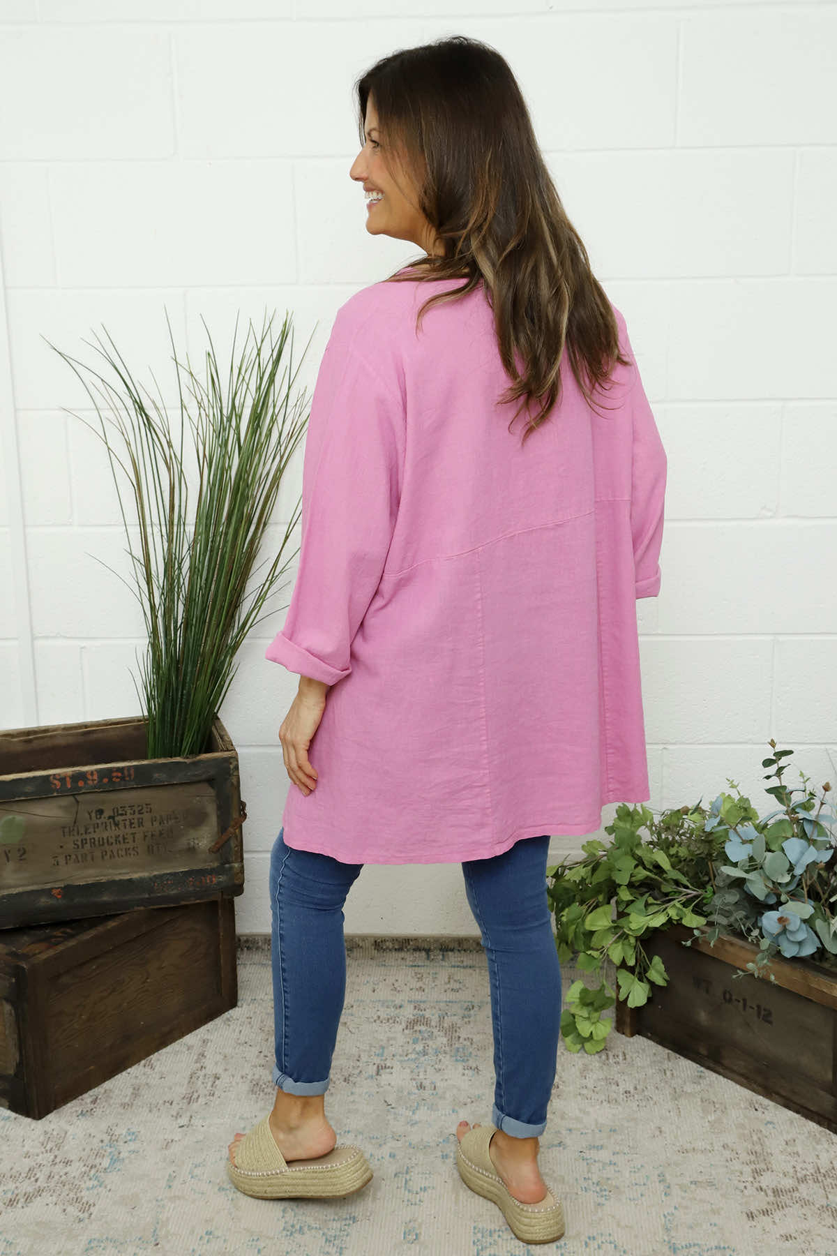 Annemarie Linen Tunic Fuchsia