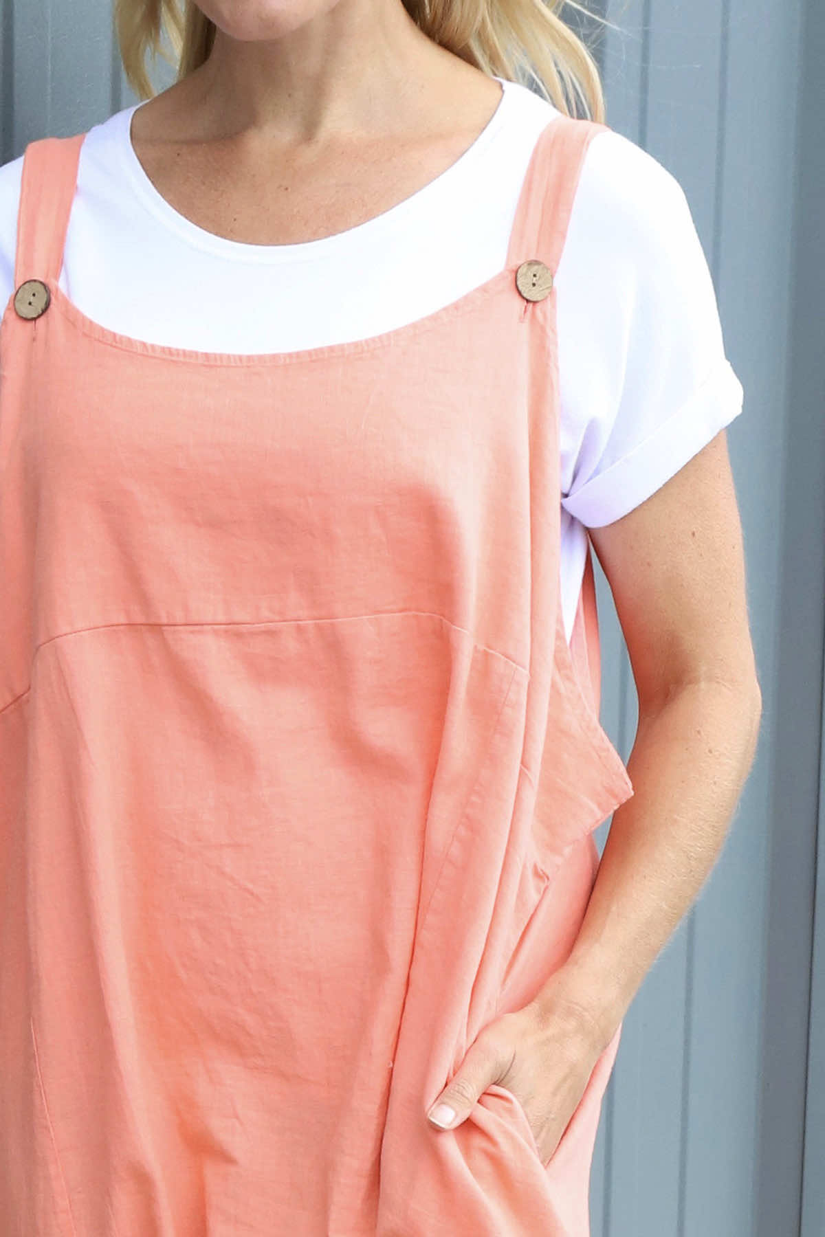Adina Linen Pinafore Dress Orange