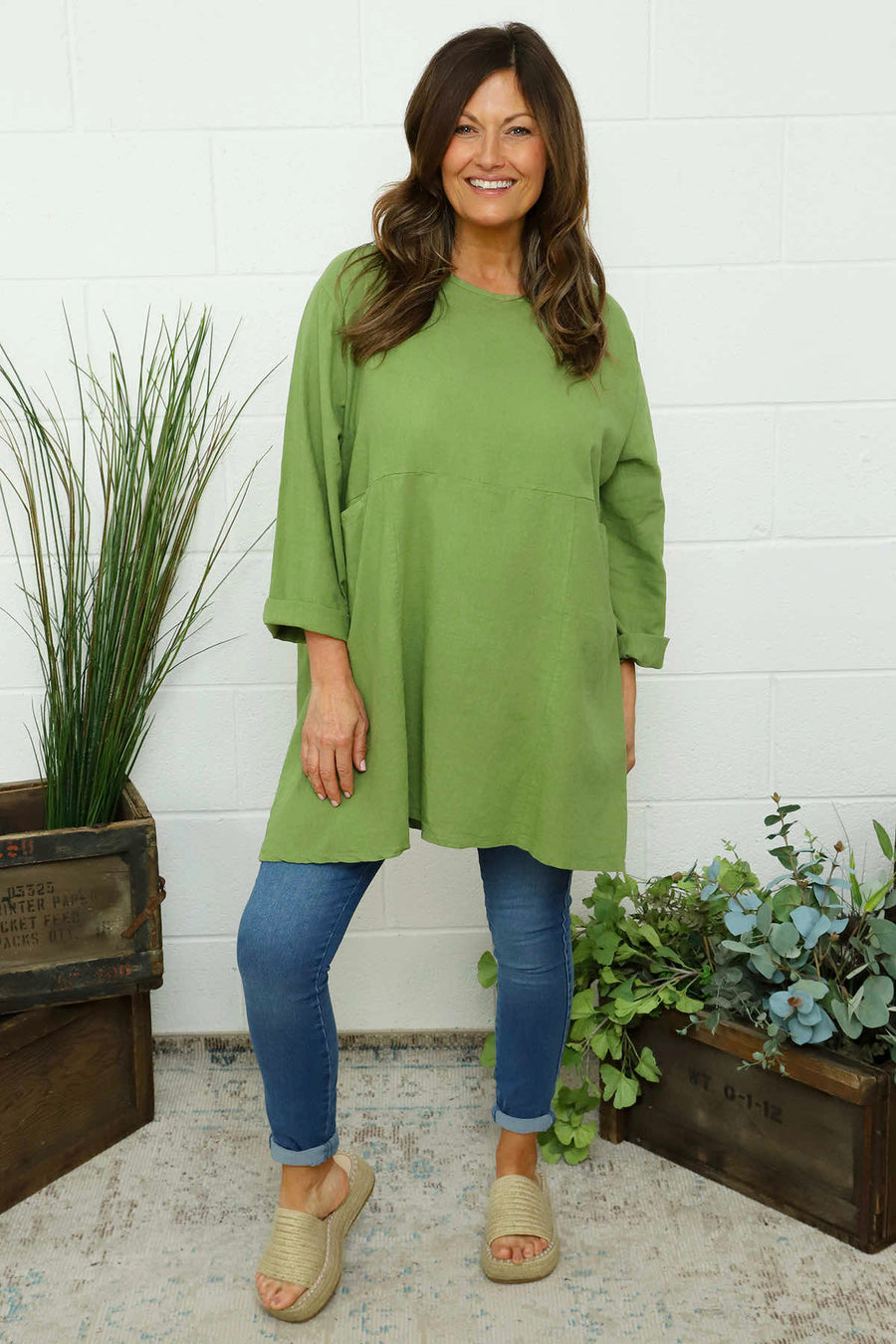 Annemarie Linen Tunic Olive