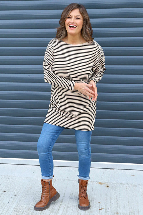 Nessie Stripe Cord Top Stone