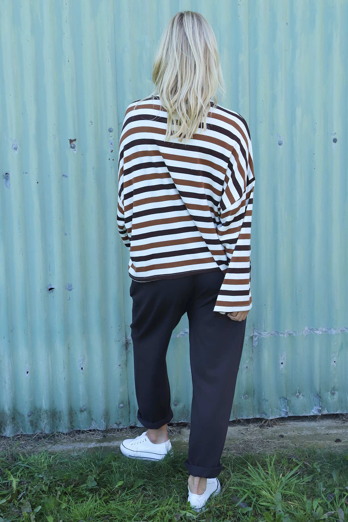 Sylvie Stripe Knit Top Nutmeg