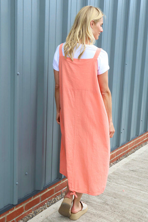 Adina Linen Pinafore Dress Orange - Image 4