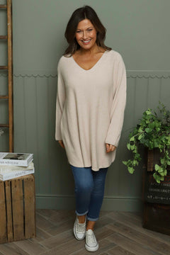 Lynna V-Neck Jumper Stone