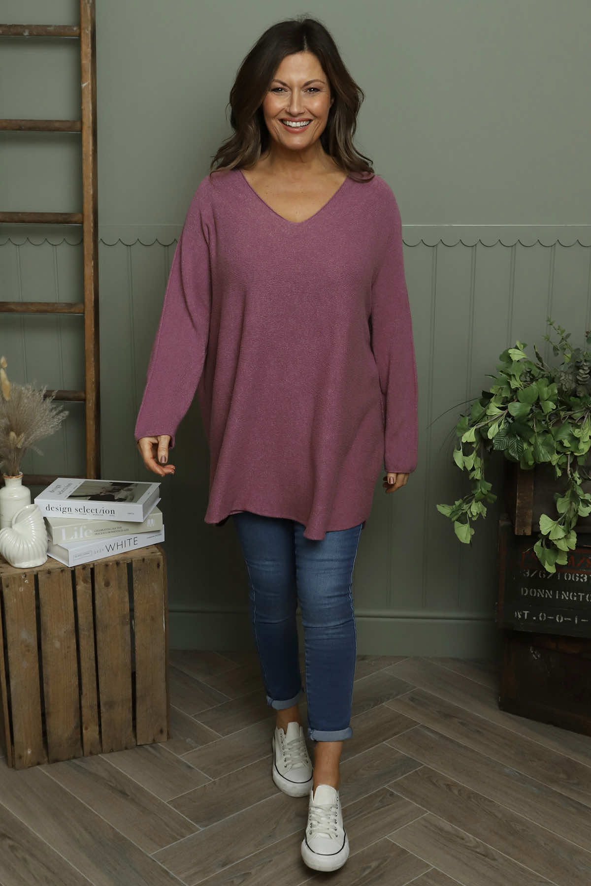 Lynna V-Neck Jumper Grape