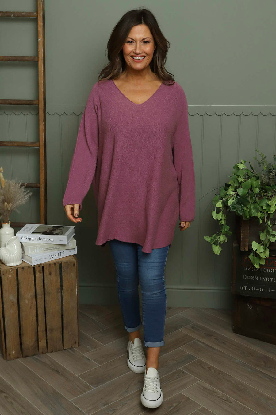 Lynna V-Neck Jumper Grape
