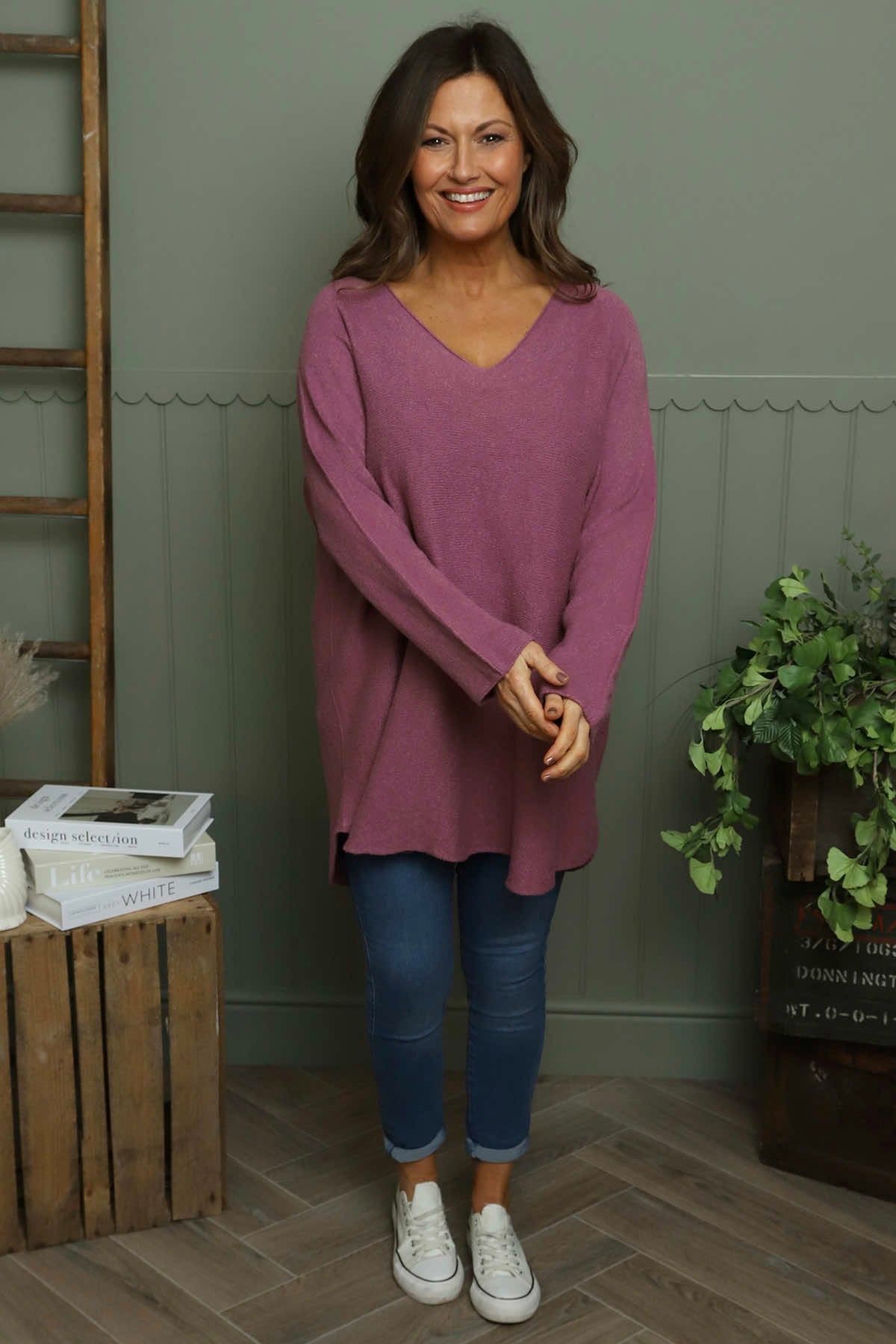 Lynna V-Neck Jumper Grape
