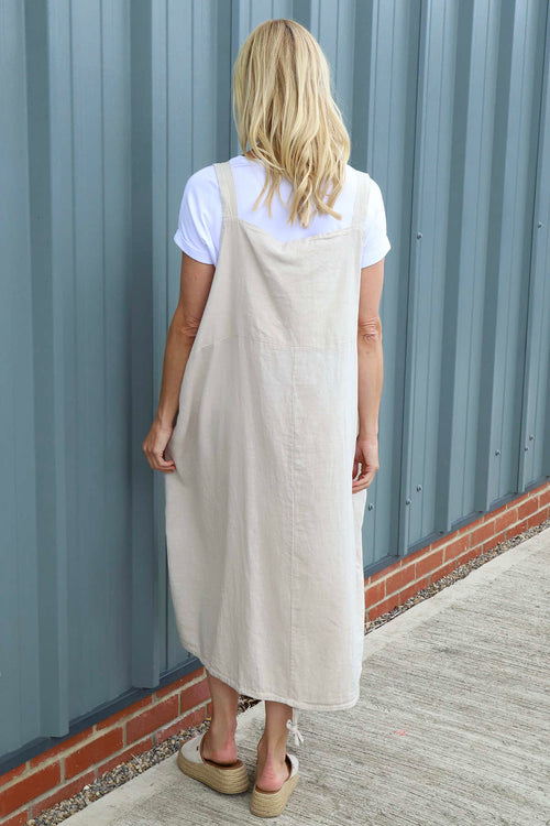 Adina Linen Pinafore Dress Stone - Image 4