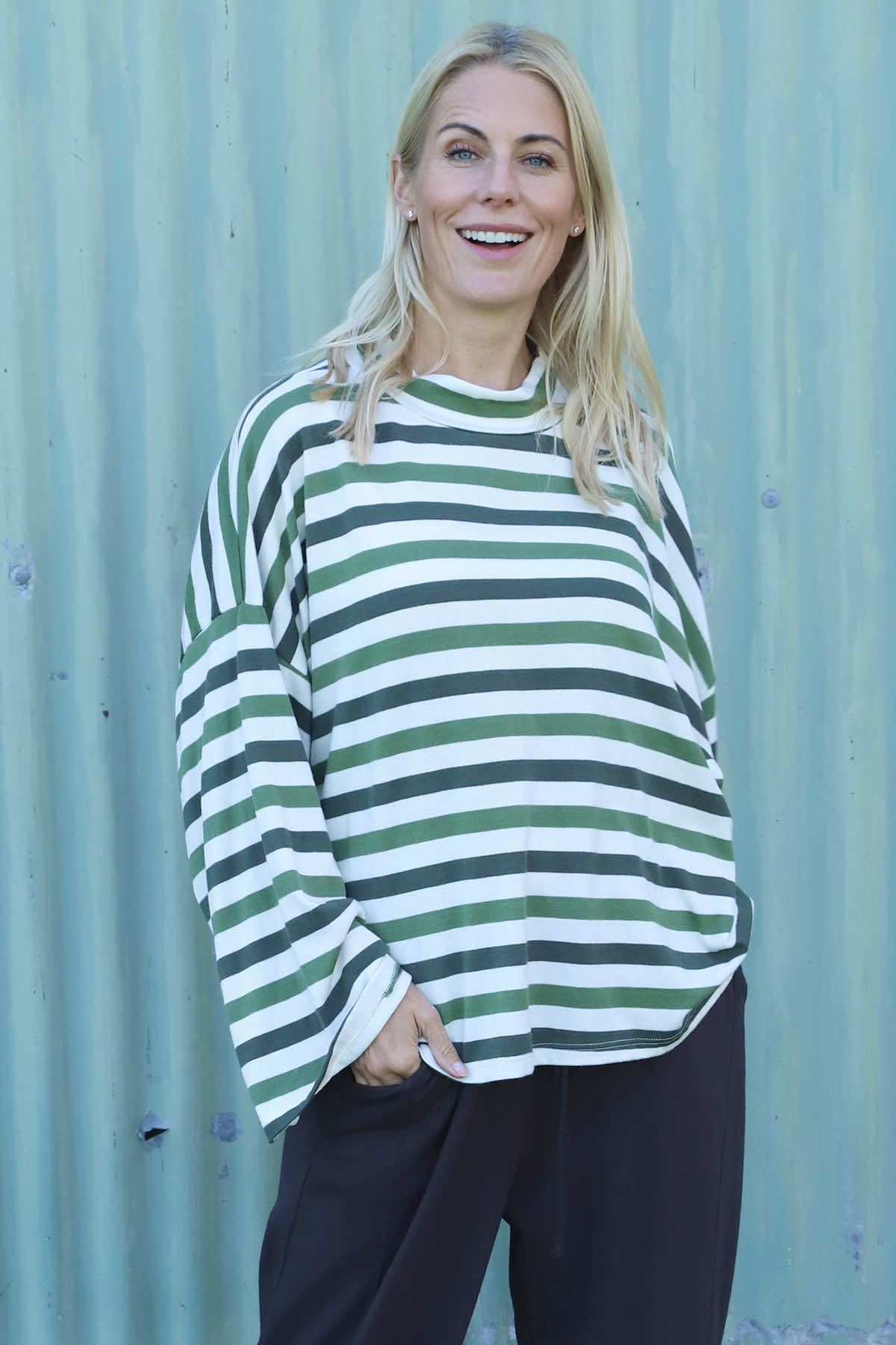 Sylvie Stripe Knit Top Khaki